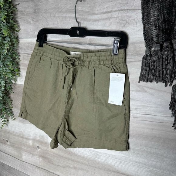 H&M LOGG Womens Olive Shorts Size 4 - Picture 4 of 8